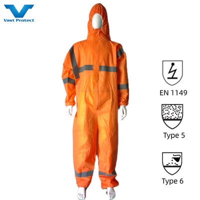 S-5XL CE Τύπος 5 6 Ενδυμασία μίας χρήσης με ανακλαστική ταινία και ορατό κάλυμμα