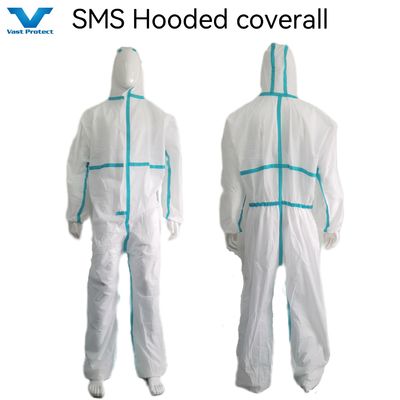 Προσαρμοσμένο CE Type4 5 6 Προστατευτικό SMS/PP Overalls 175*140cm OEM αποδεκτό Προσαρμόσιμο