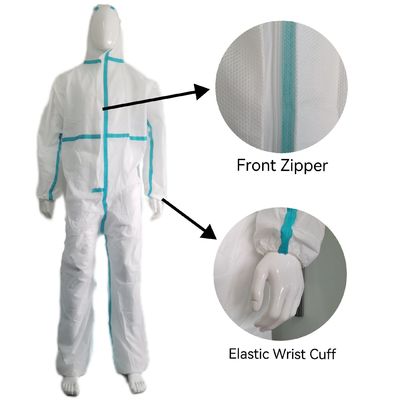Προσαρμοσμένο CE Type4 5 6 Προστατευτικό SMS/PP Overalls 175*140cm OEM αποδεκτό Προσαρμόσιμο