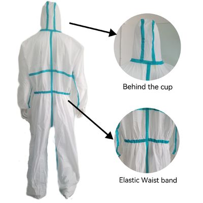 Προσαρμοσμένο CE Type4 5 6 Προστατευτικό SMS/PP Overalls 175*140cm OEM αποδεκτό Προσαρμόσιμο