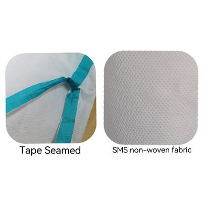Προσαρμοσμένο CE Type4 5 6 Προστατευτικό SMS/PP Overalls 175*140cm OEM αποδεκτό Προσαρμόσιμο