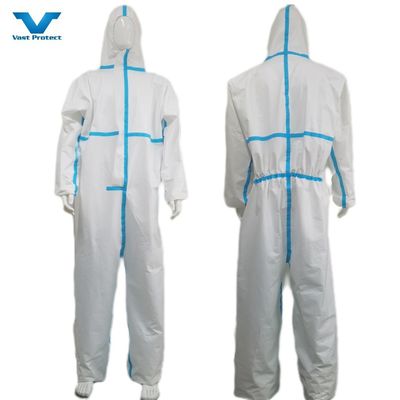 Λευκό Safety Overall Προστατευτικό Εργασιακό Εναλλακτικό CE Εργασιακό Κοστούμι Εναλλακτικό χωρίς Μάσκα