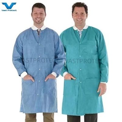 Ετικέτα Συσκευές Unisex Εγκαταλείψιμο Εργαστήριο Παλτό Μη υφασμένο Jacket για την επεξεργασία τροφίμων OEM
