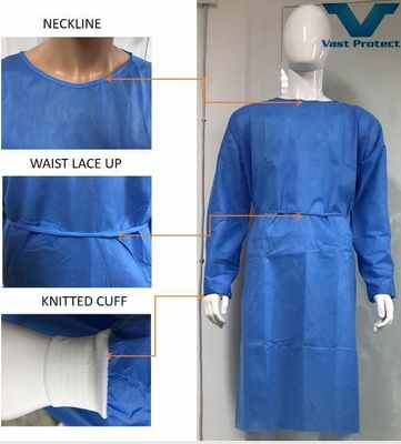 Χειρουργική ρόμπα μίας χρήσης Protect-501 Hydroponic Coverall Αναπνευστική απομόνωση με ιατρική απώλεια (Αλκοόλ / Αίμα / Έλαιο)