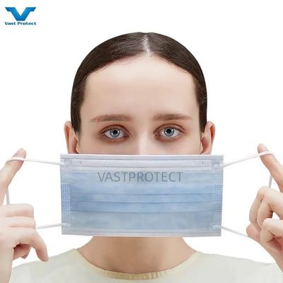 ISO13485 Μία φορά χρησιμοποιήσιμη μάσκα κατά της σκόνης Μπλε νήμα τύπου γύρου στρώσεων 3 πλυντήρες