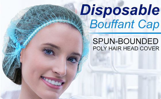 15GSM V101 Ξαναχρησιμοποιήσιμο μη υφασμένο PP Clip Strip Bouffant Hairnet Mob Cap με ελαστικό