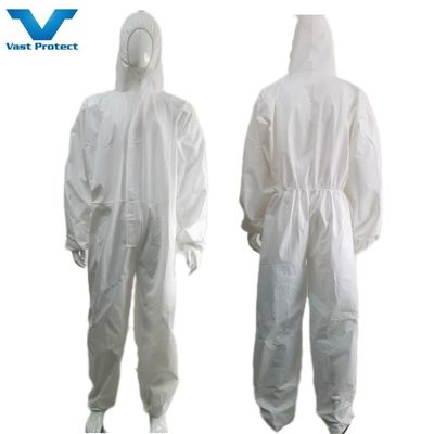 S-5XL Λευκή μίας χρήσης φόρμα προστασίας ρευστότητας μικροπορώδης προστατευτική στολή 175*140cm