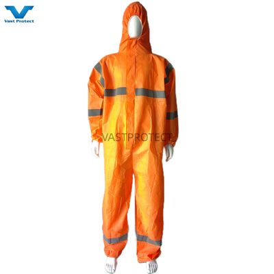 VPT SMS606 175*140cm Πορτοκαλί Ξαναχρησιμοποιήσιμο SMS 56GSM Tyvek Coverall με ανακλαστική ταινία
