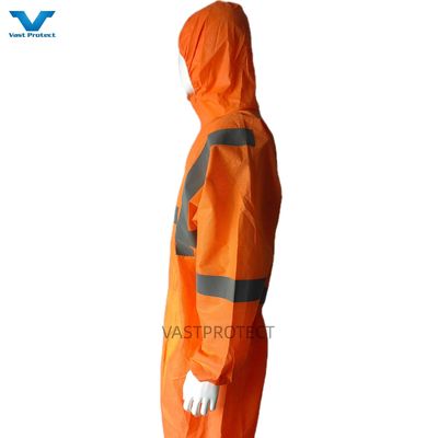 VPT SMS606 175*140cm Πορτοκαλί Ξαναχρησιμοποιήσιμο SMS 56GSM Tyvek Coverall με ανακλαστική ταινία