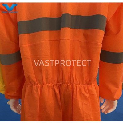 VPT SMS606 175*140cm Πορτοκαλί Ξαναχρησιμοποιήσιμο SMS 56GSM Tyvek Coverall με ανακλαστική ταινία