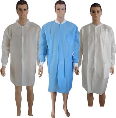 Μη υφασμένο PP/MP/SMS/Tyvek/Microporous Lab Coat Προσαρμοσμένο μέγεθος/βάρος 125X150cm με σφραγίδα