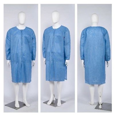 Μη υφασμένο PP/MP/SMS/Tyvek/Microporous Lab Coat Προσαρμοσμένο μέγεθος/βάρος 125X150cm με σφραγίδα