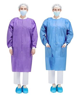 Μη υφασμένο PP/MP/SMS/Tyvek/Microporous Lab Coat Προσαρμοσμένο μέγεθος/βάρος 125X150cm με σφραγίδα
