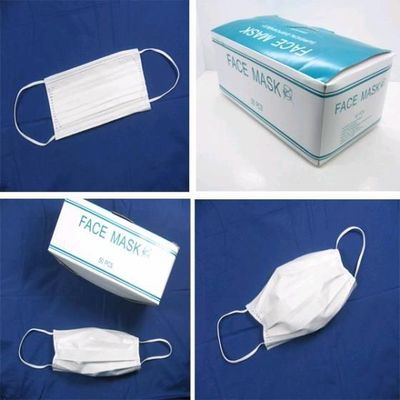 Λευκή λίστα 3 Πλάι Earloop Nonwoven PP Ιατρική προστατευτική μαντήλα χειρουργικής χρήσης
